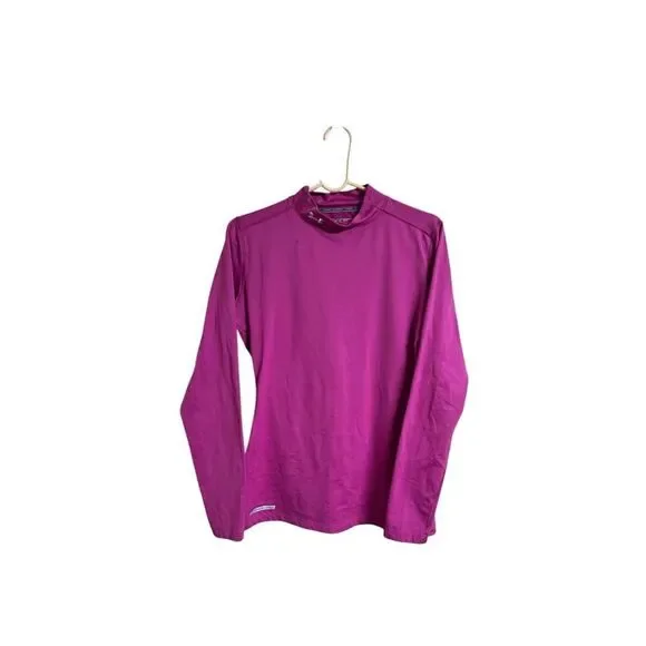 Under Armour UA ColdGear Pink Fitted Mock Compression Shirt Long Sleeve Sz L - Picture 1 of 7